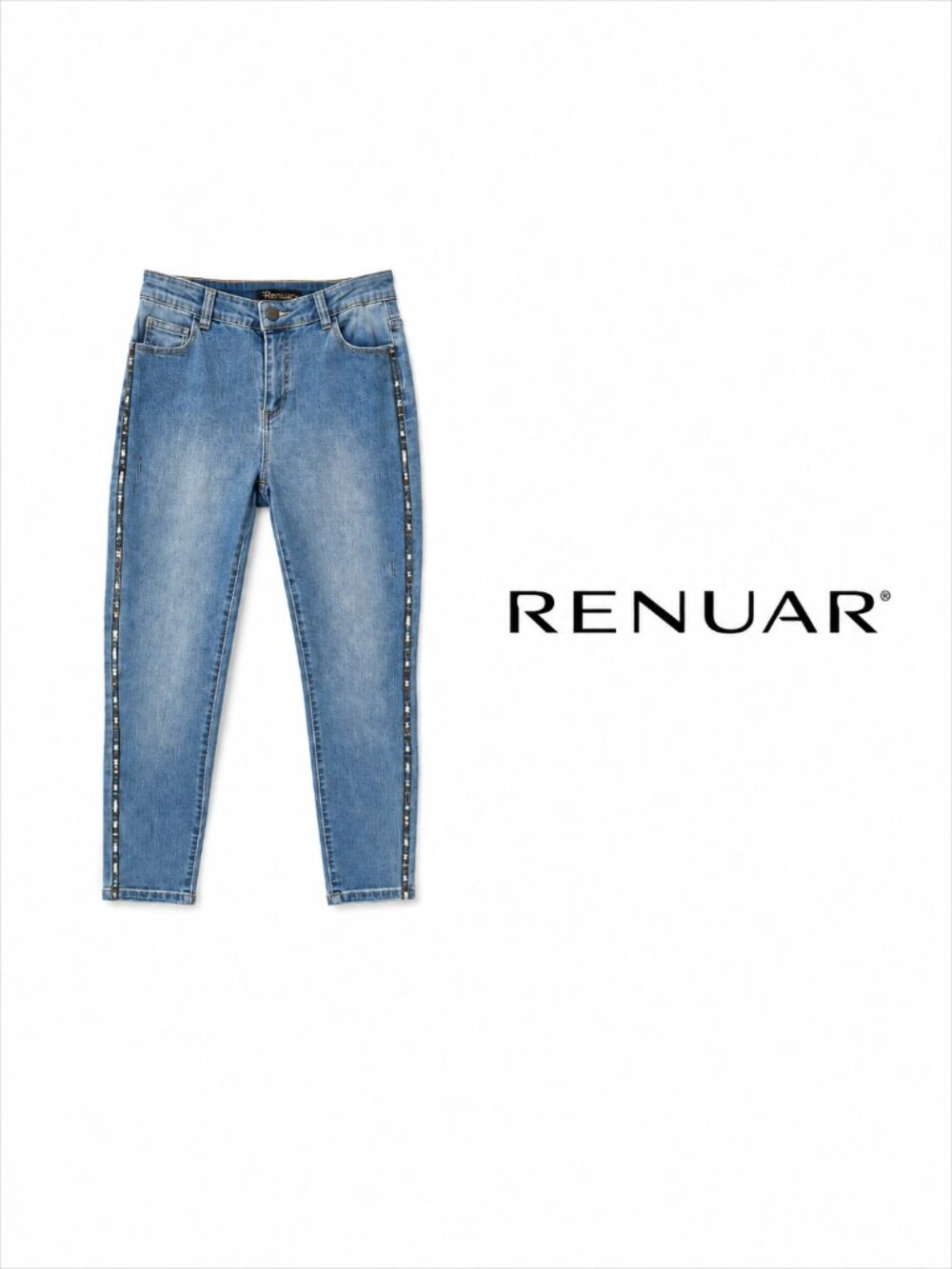 Renuar Women's Embellished Side Stripe Skinny Jeans Size 2